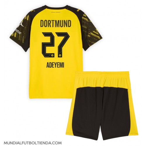 Camiseta Borussia Dortmund Karim Adeyemi #27 Primera Equipación Replica 2025-26 para niños mangas cortas (+ Pantalones cortos)